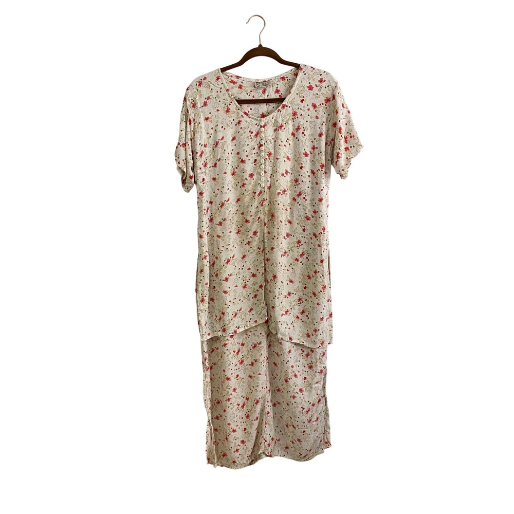 Vintage 90s Arizona Jean Co Layered‎ Look Tunic Maxi Dress Micro Floral M L